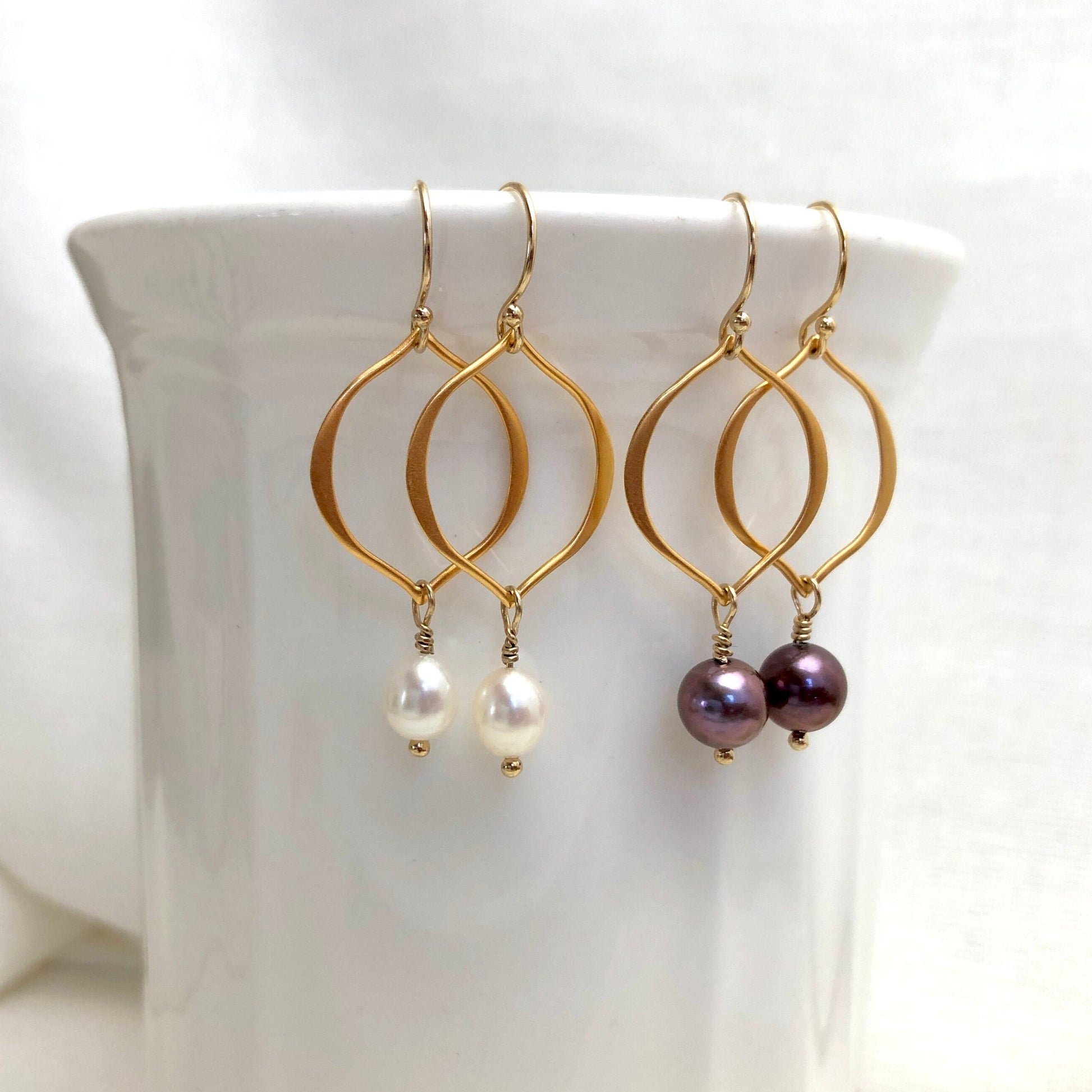 Pearl Arabesque Hoop Earrings