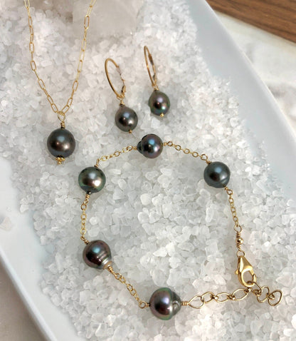 Tahitian Pearl Gift Set, Black Pearl Set