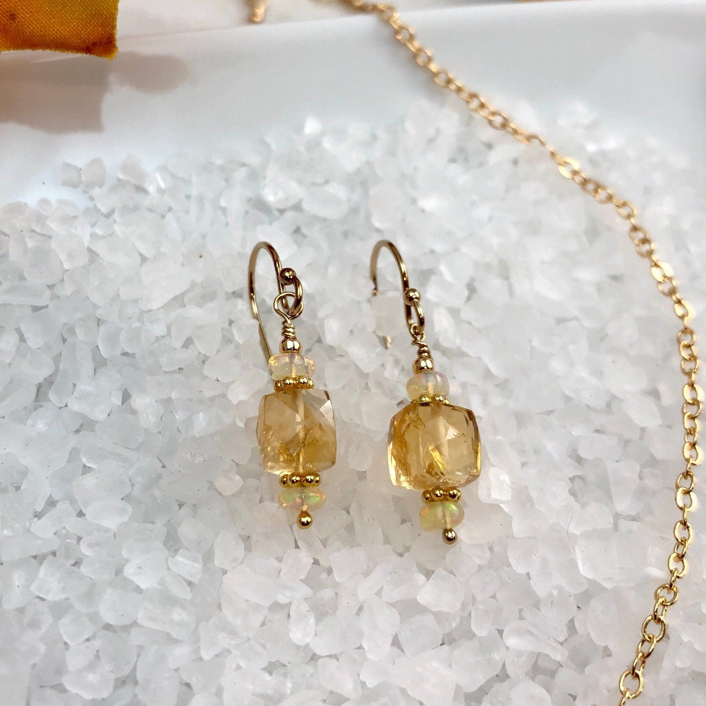 Citrine & Opal Dangle Earrings