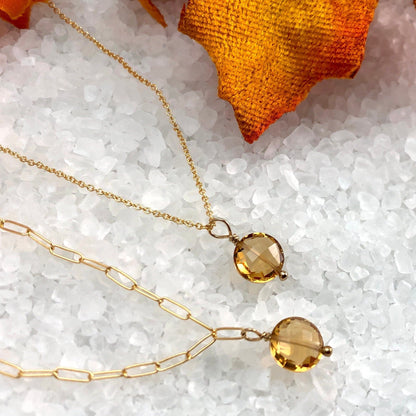 Citrine Necklace, Citrine Pendant, November Birthday Gift, November Birthstone