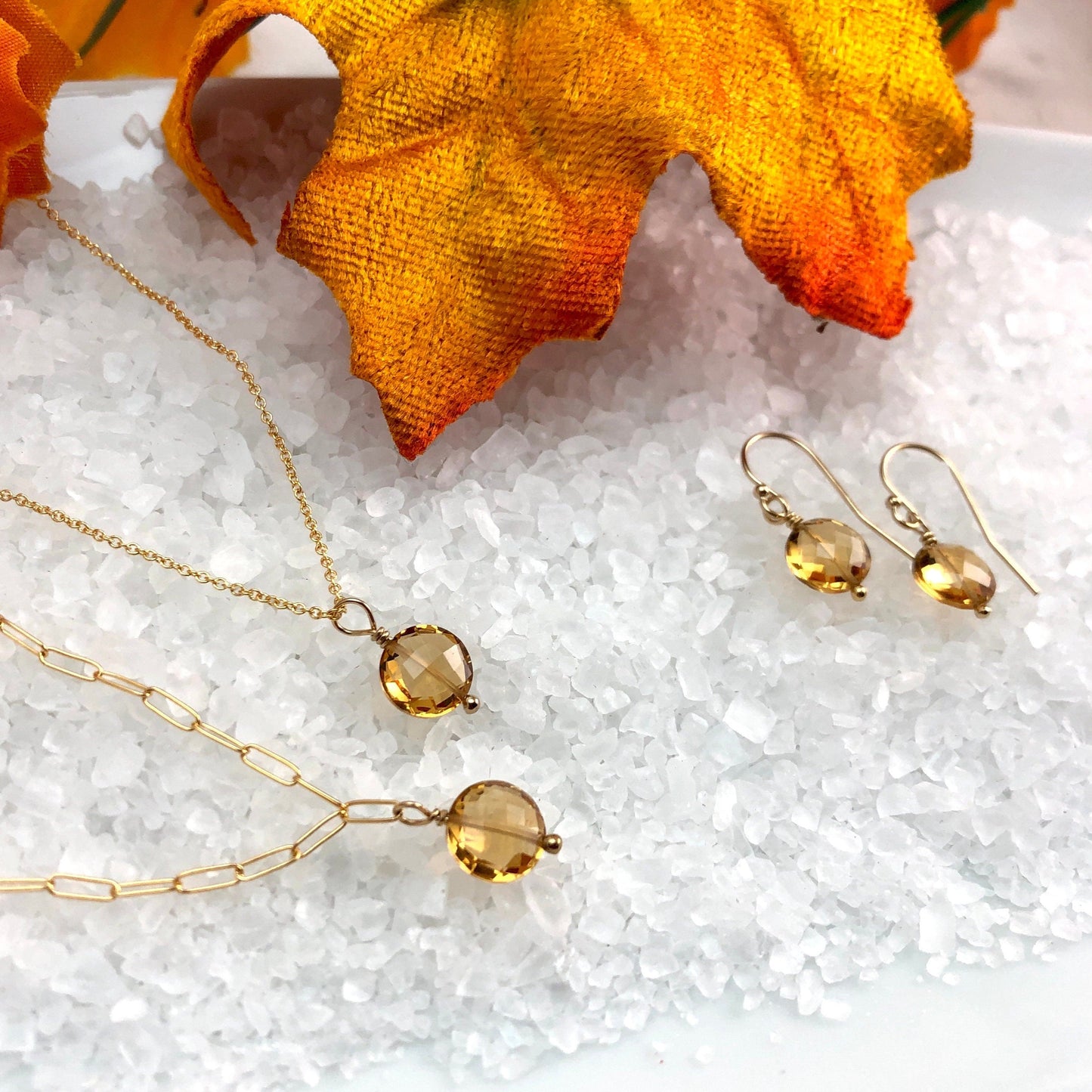 Citrine Necklace, Earring & Bracelet Birthstone Gift Set