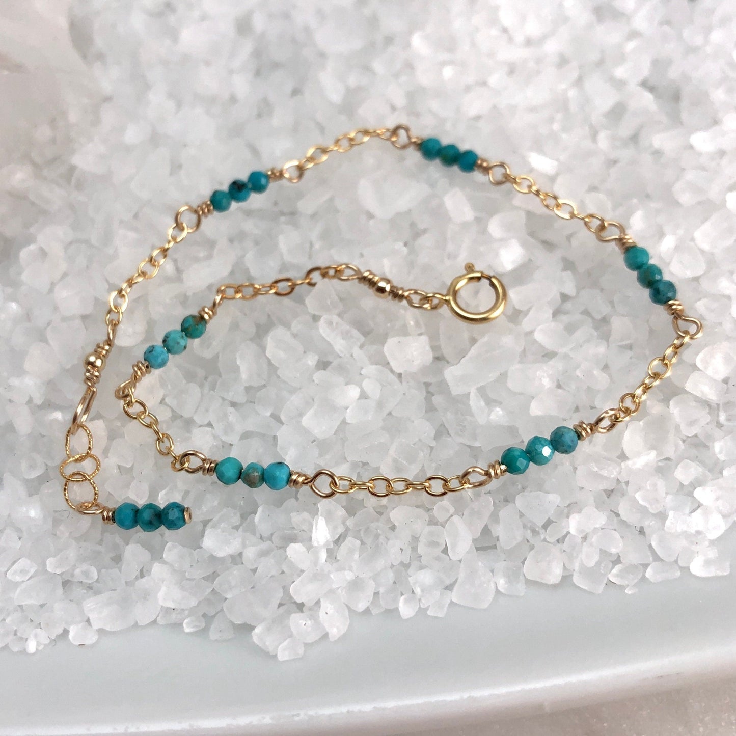 Faceted Turquoise Gold Station Bracelet