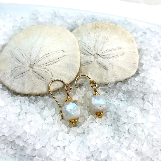 Rainbow Moonstone Earrings - Gold Filled