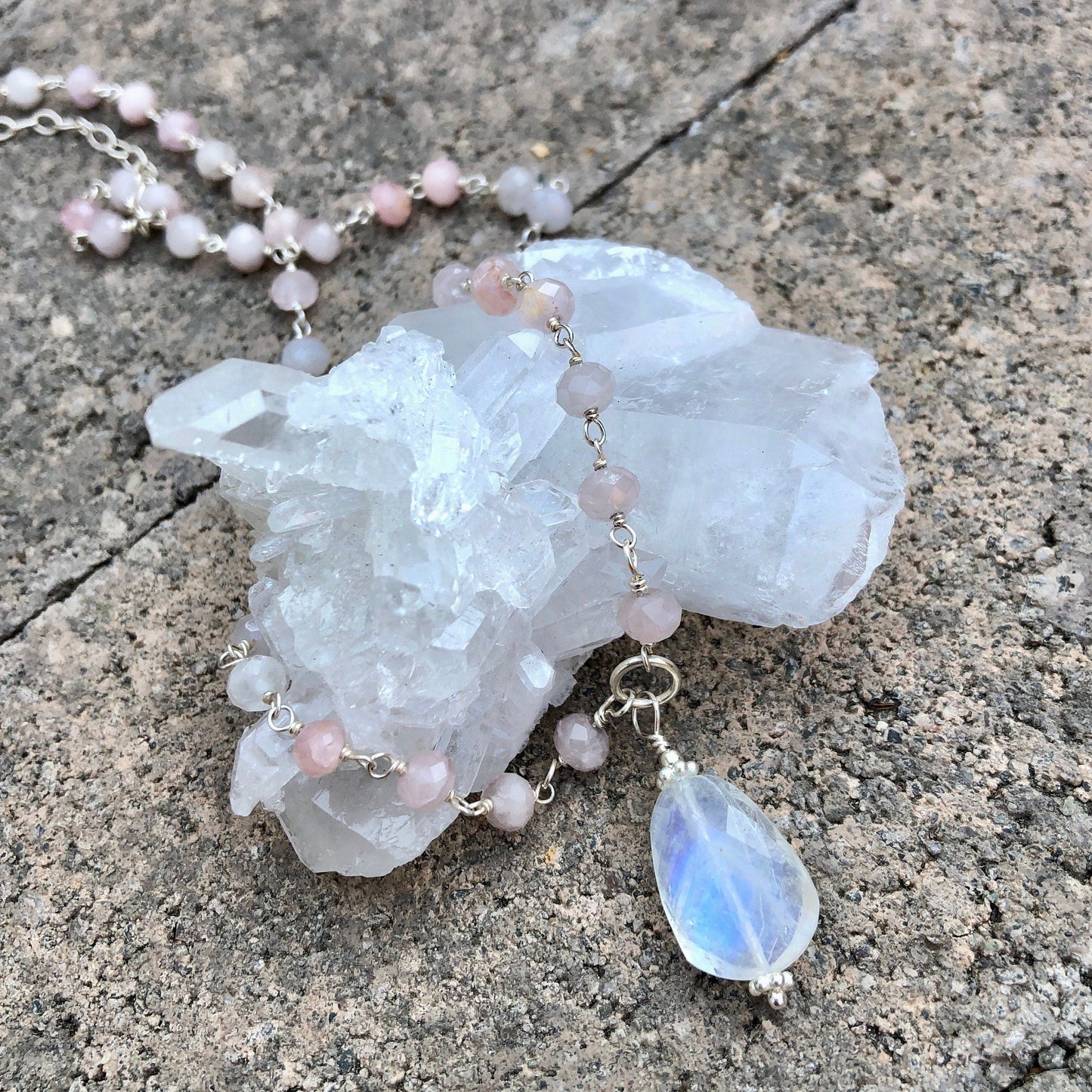 Rainbow Moonstone & Morganite Gift Set