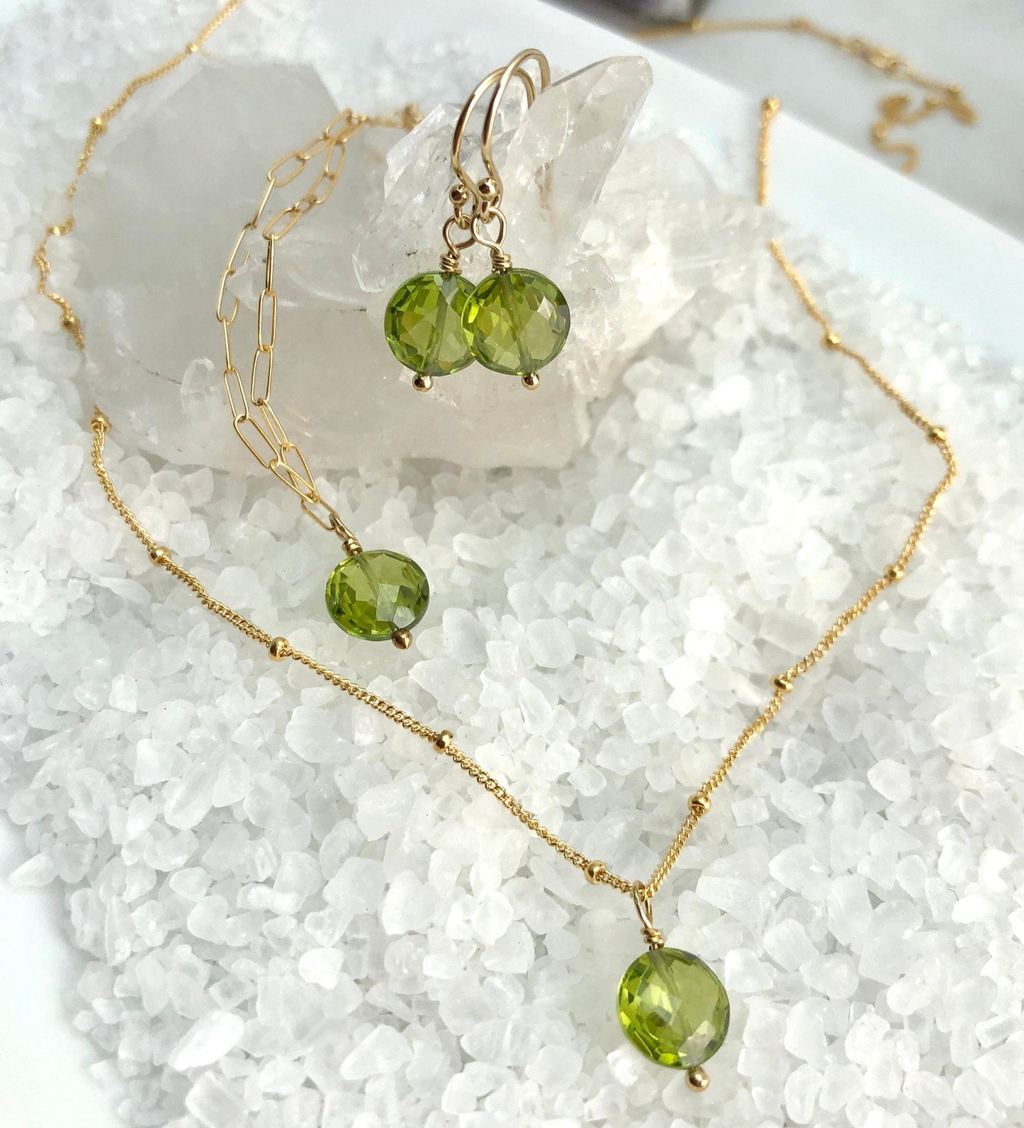 Peridot Charm Bracelet, August Birthstone