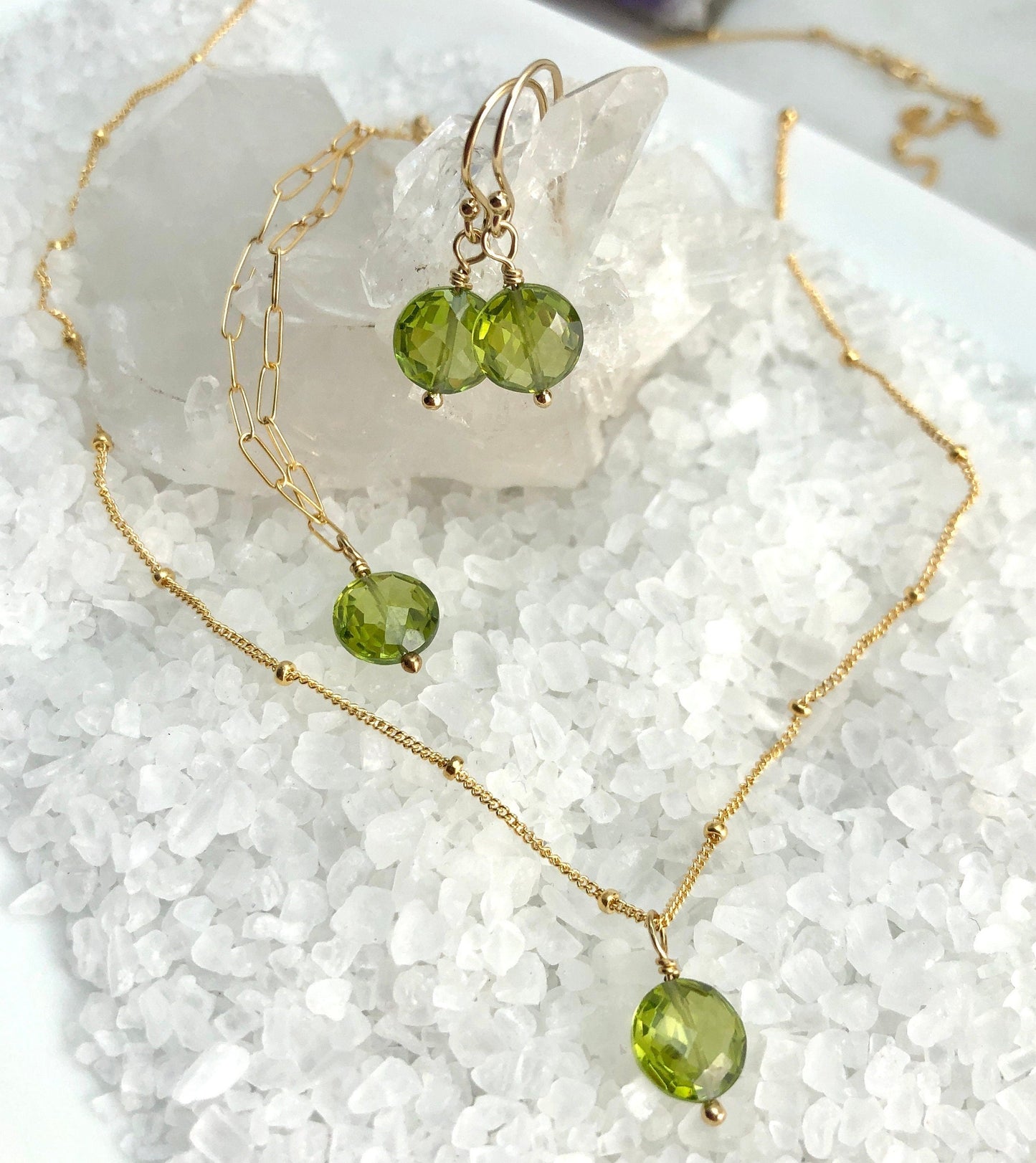 Peridot Drop Earrings, August Birthstone