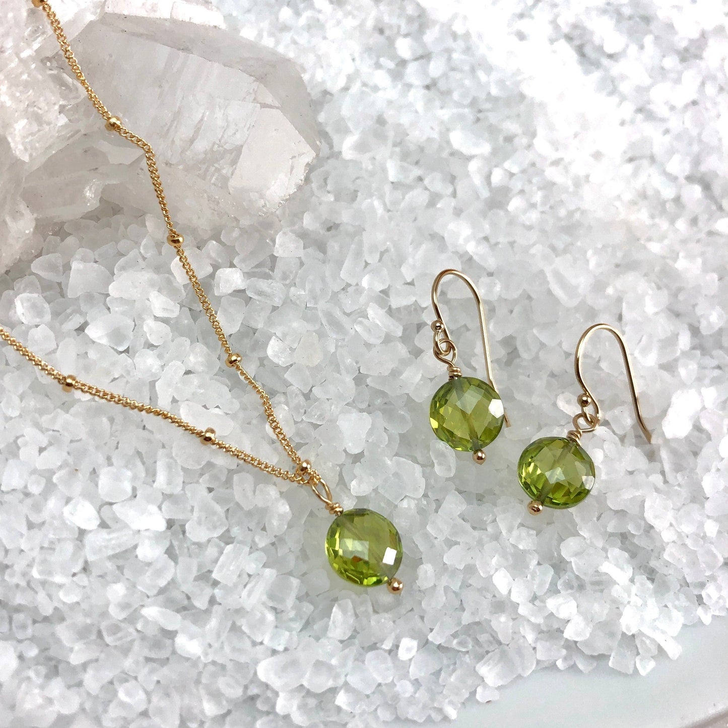 Peridot Drop Earrings, August Birthstone