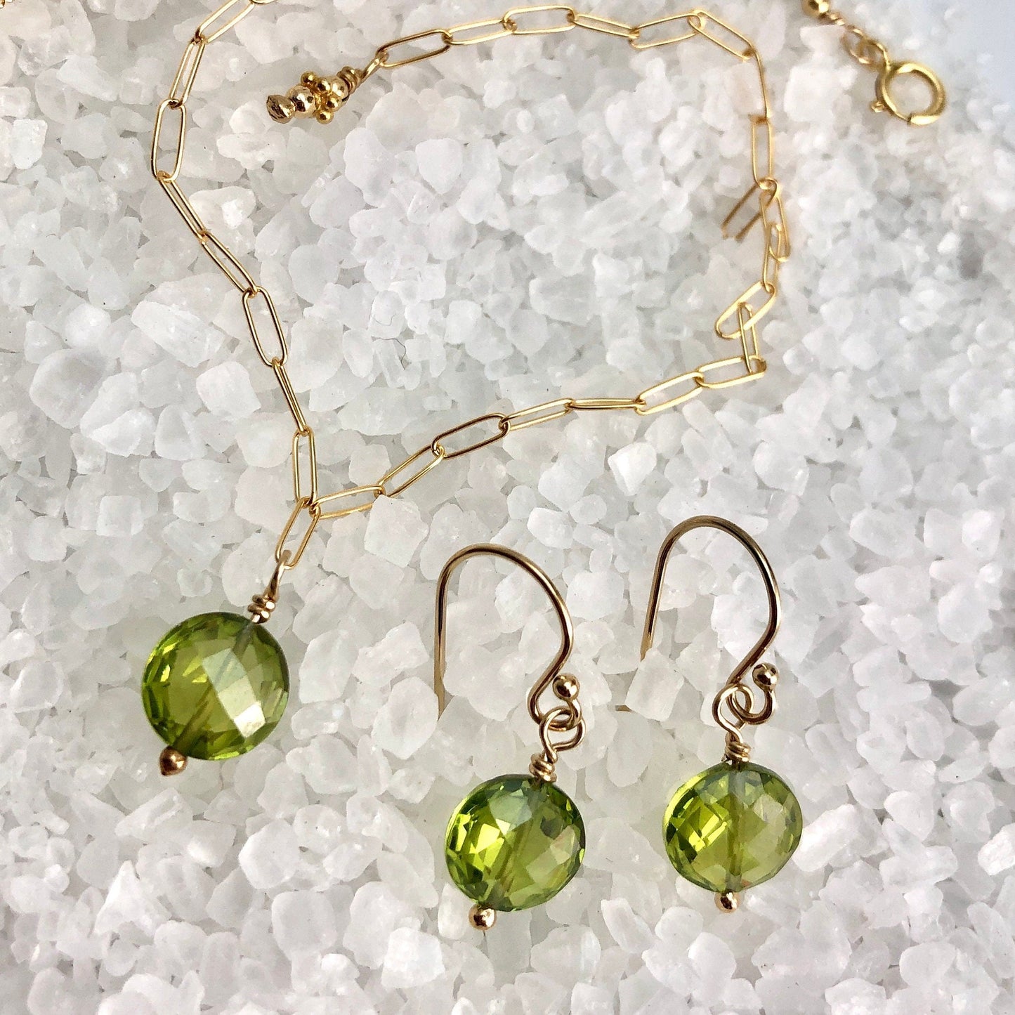 Peridot Drop Earrings, August Birthstone