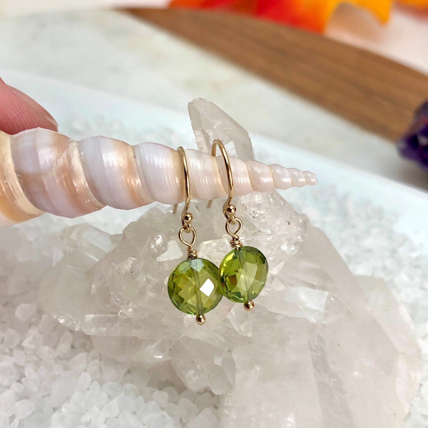 Peridot Drop Earrings, August Birthstone