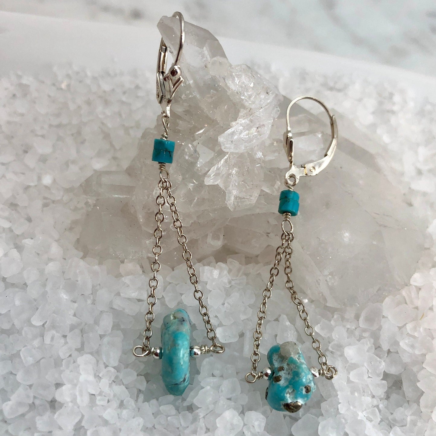 Turquoise Nugget Swing Earrings