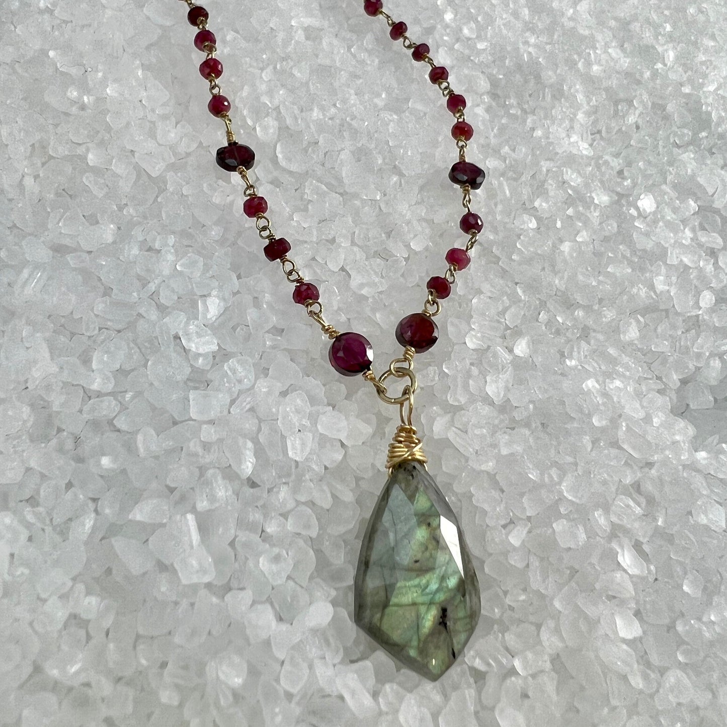 Labradorite, Garnet & Ruby Necklace