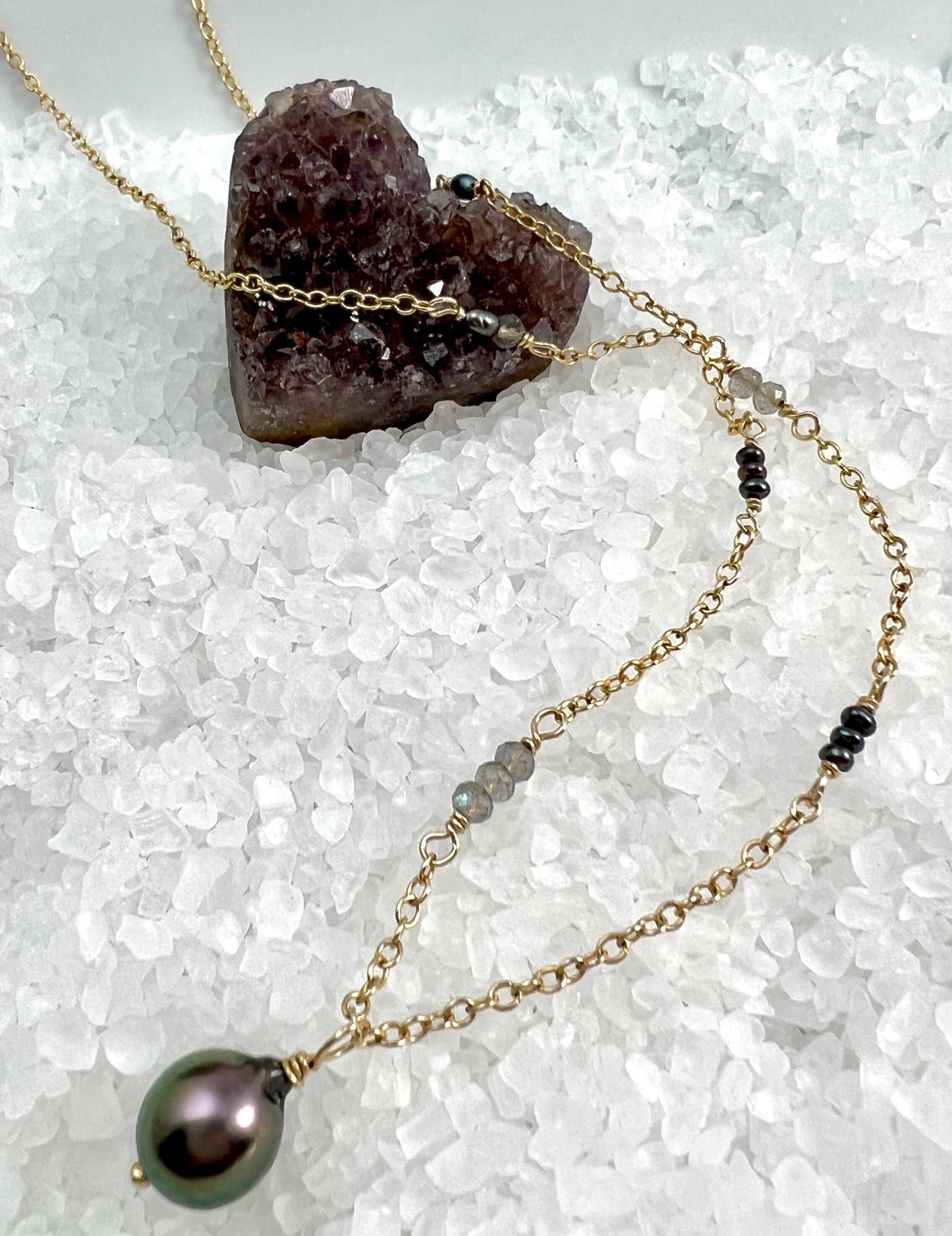 Tahitian Pearl & Gemstone Necklace