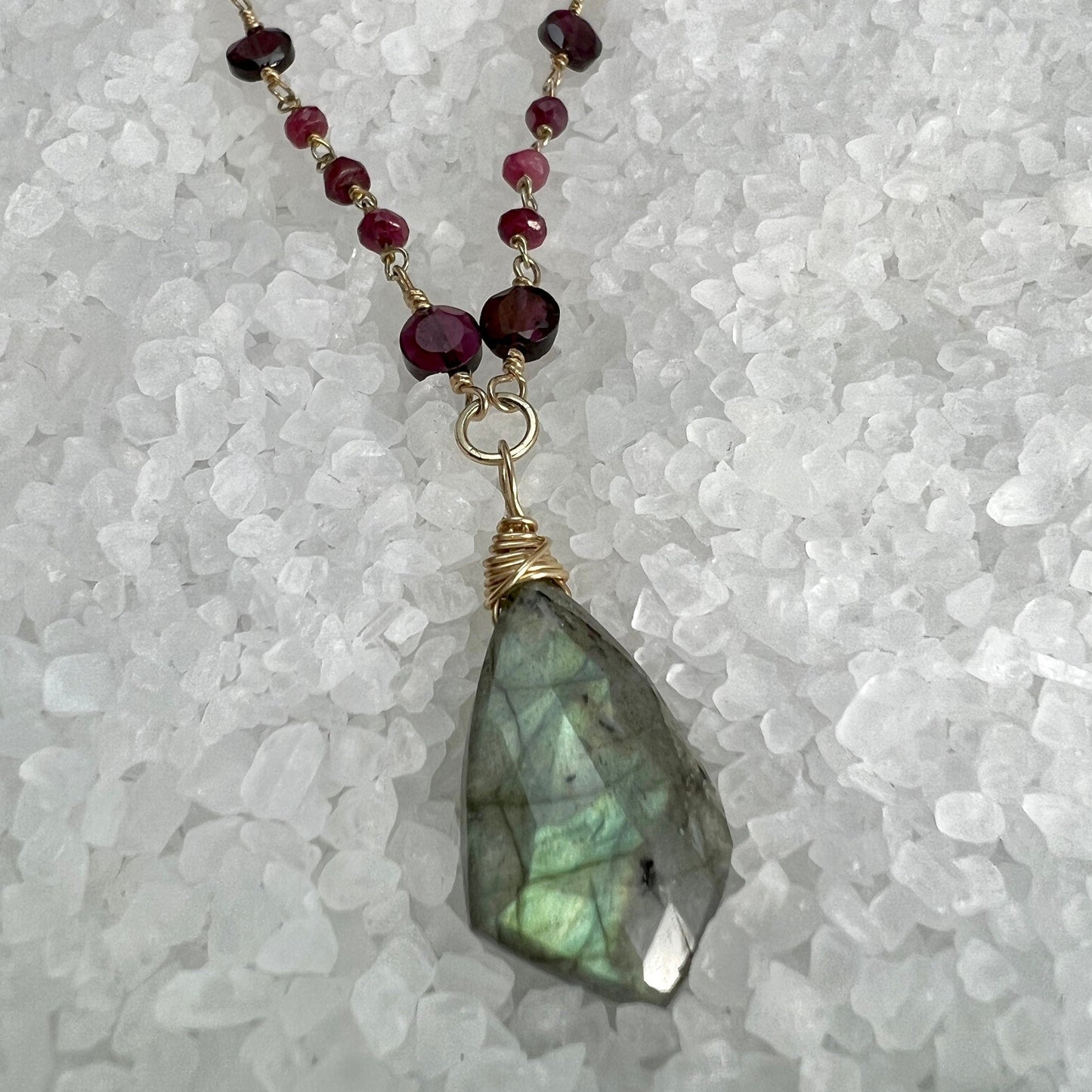 Labradorite, Garnet & Ruby Necklace