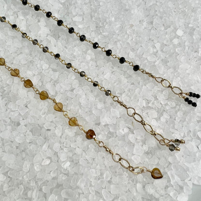 Faceted Gemstone Bracelets, Black Spinel Bracelet, Tourmaline Bracelet, Quartz Bracelet