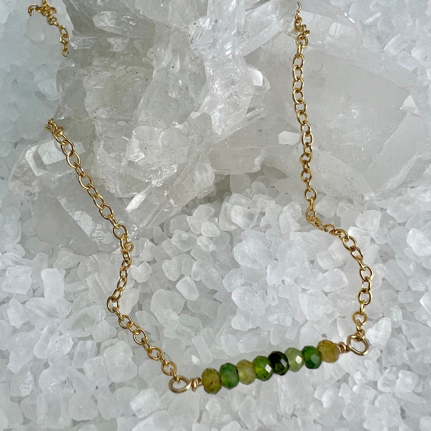 Green Tourmaline Bar Necklace