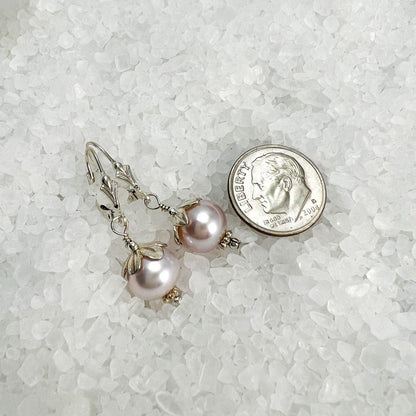 Pink Pearl Floral Earrings