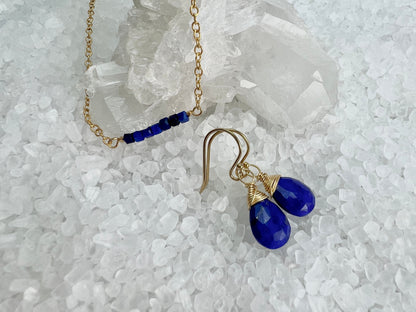 Blue Lapis Earrings, Blue Lapis Lazuli Dangle Earrings