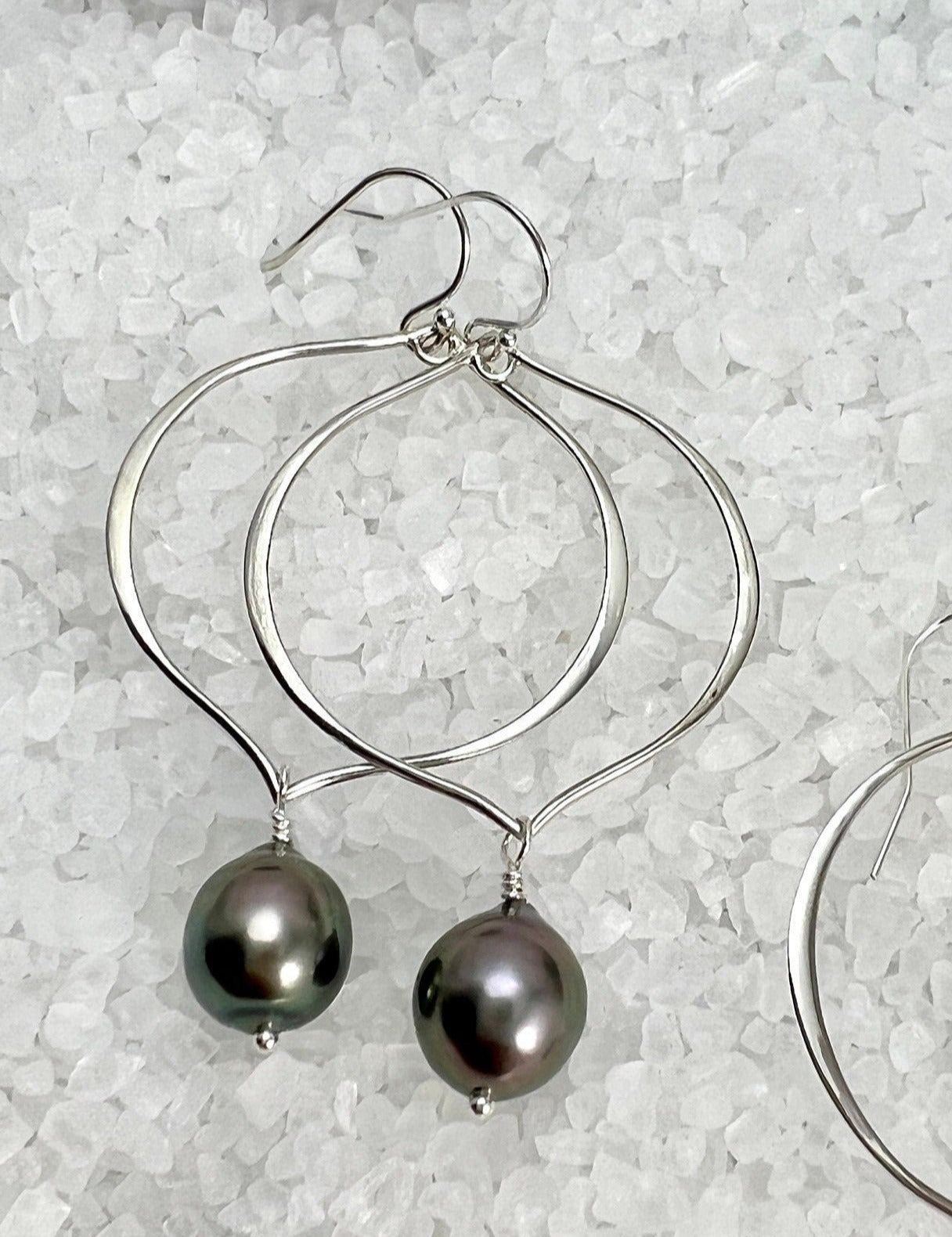 Tahitian Pearl Earrings, Tahitian Pearl Hoops