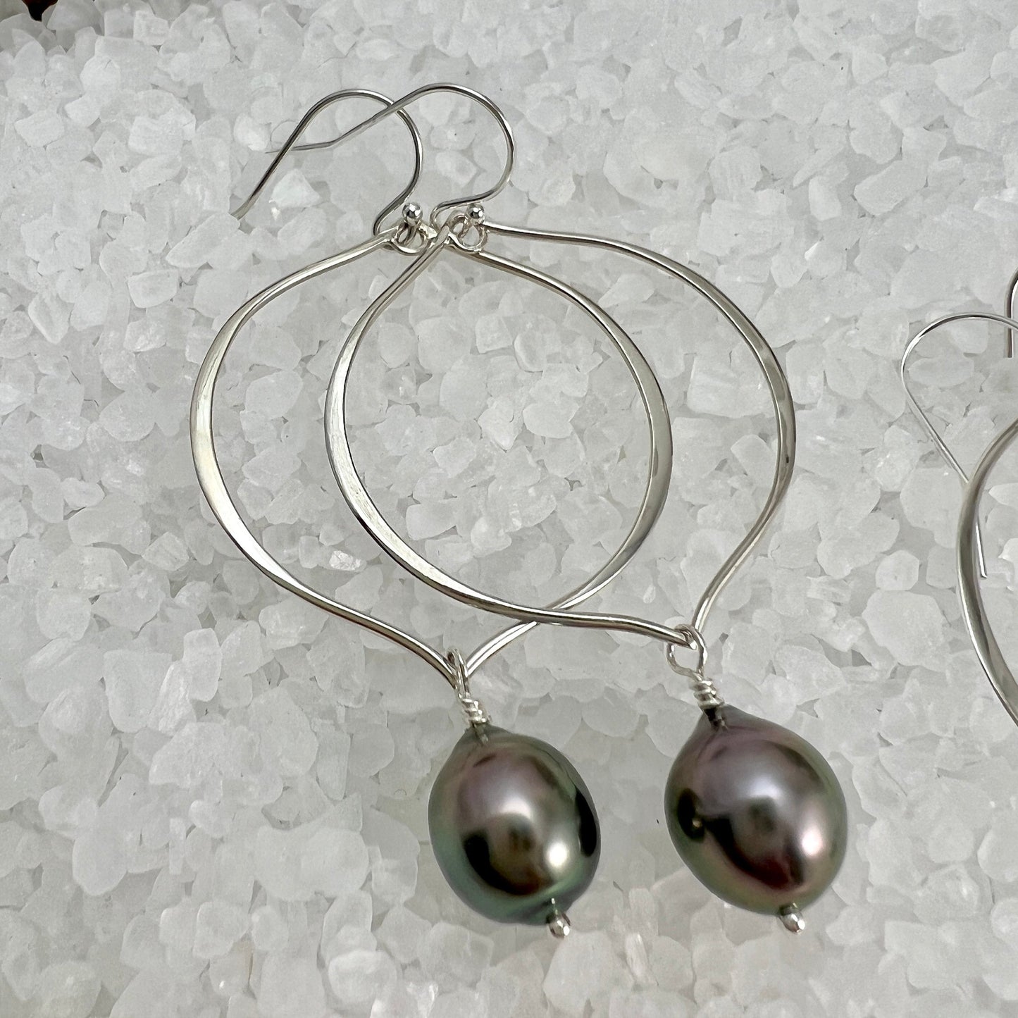 Tahitian Pearl Earrings, Tahitian Pearl Hoops