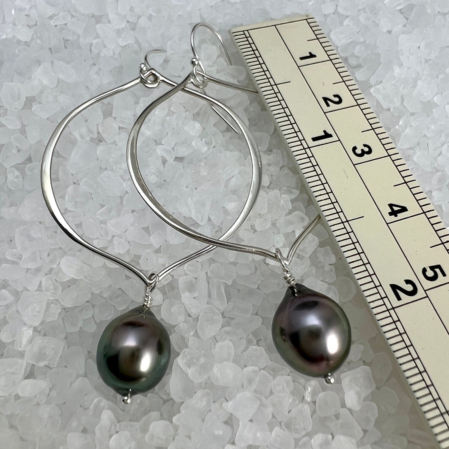 Tahitian Pearl Earrings, Tahitian Pearl Hoops