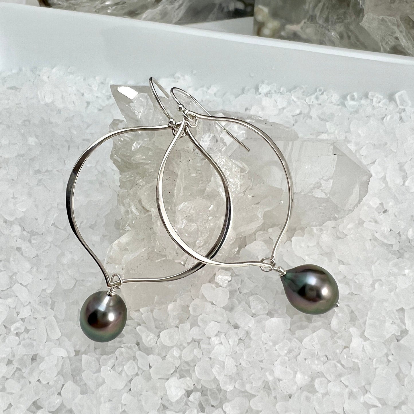 Tahitian Pearl Earrings, Tahitian Pearl Hoops