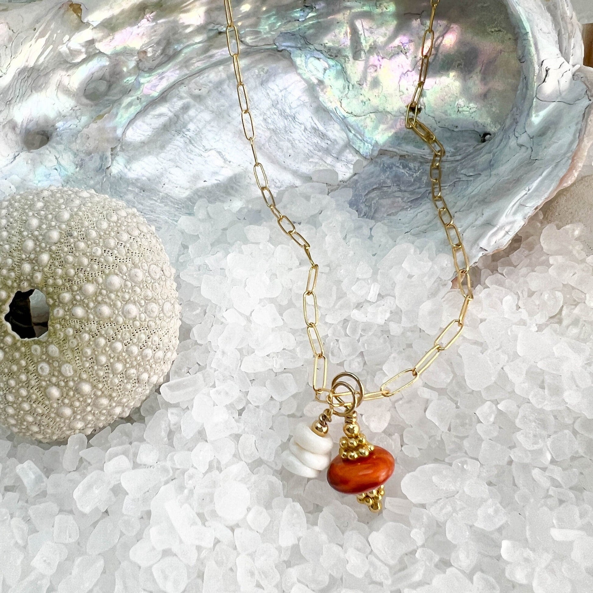 Puka Shell Necklace, Spiny Oyster Necklace