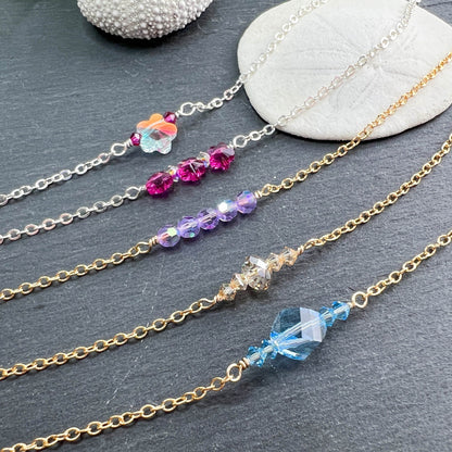 Swarovski Crystal Anklet, Flower Crystal Anklet