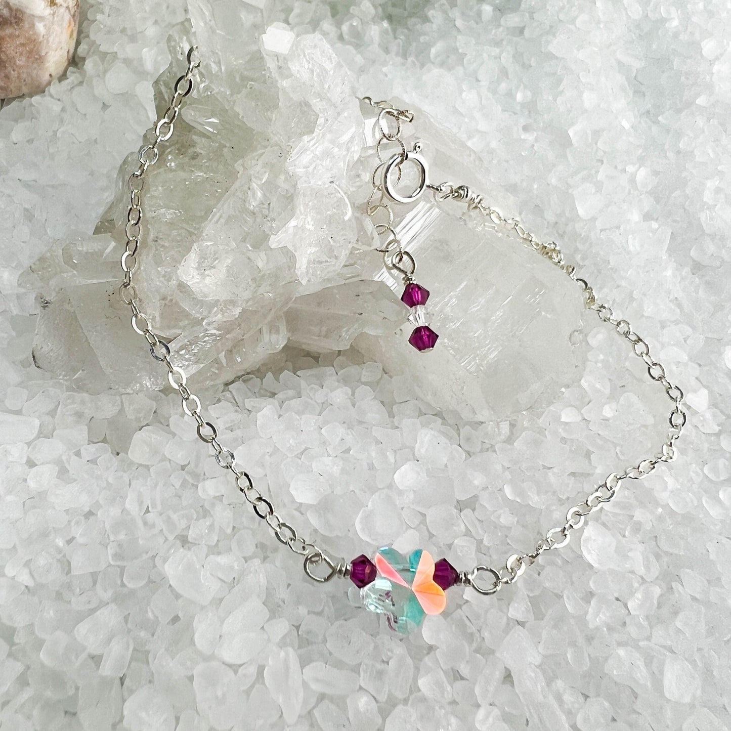 Swarovski Crystal Anklet, Flower Crystal Anklet