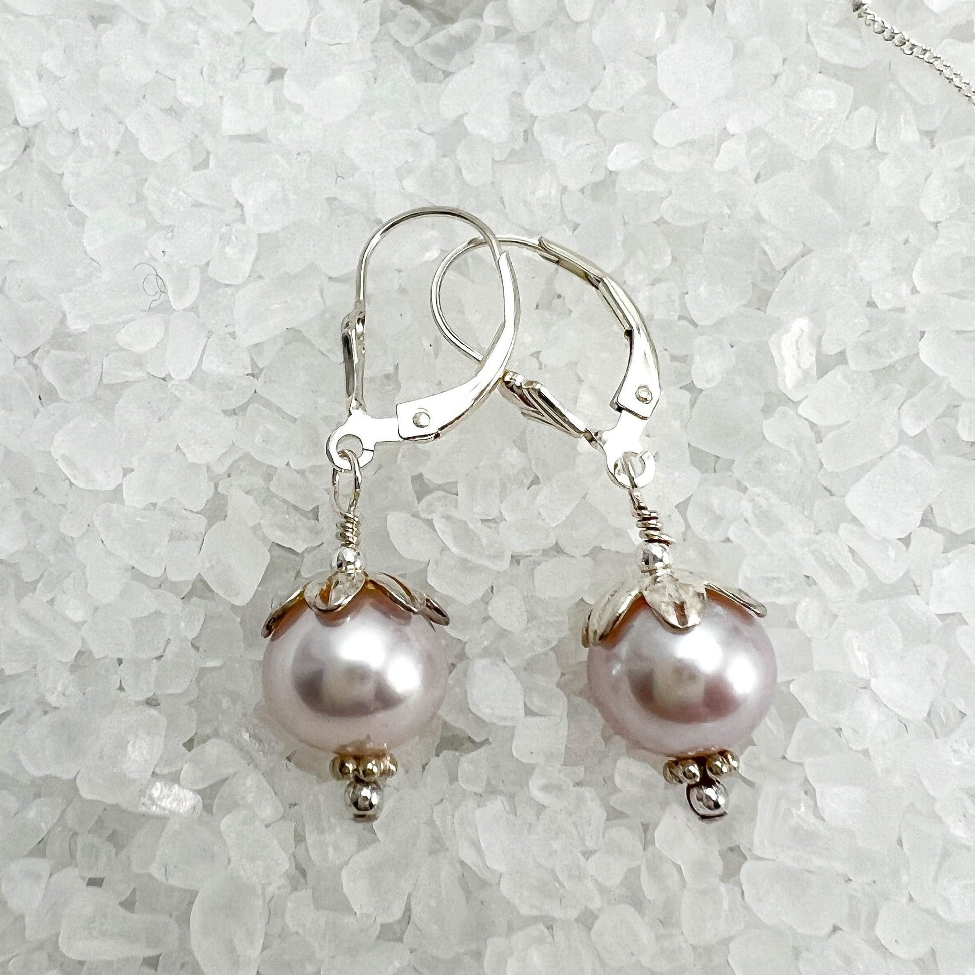 Pink Pearl Floral Earrings