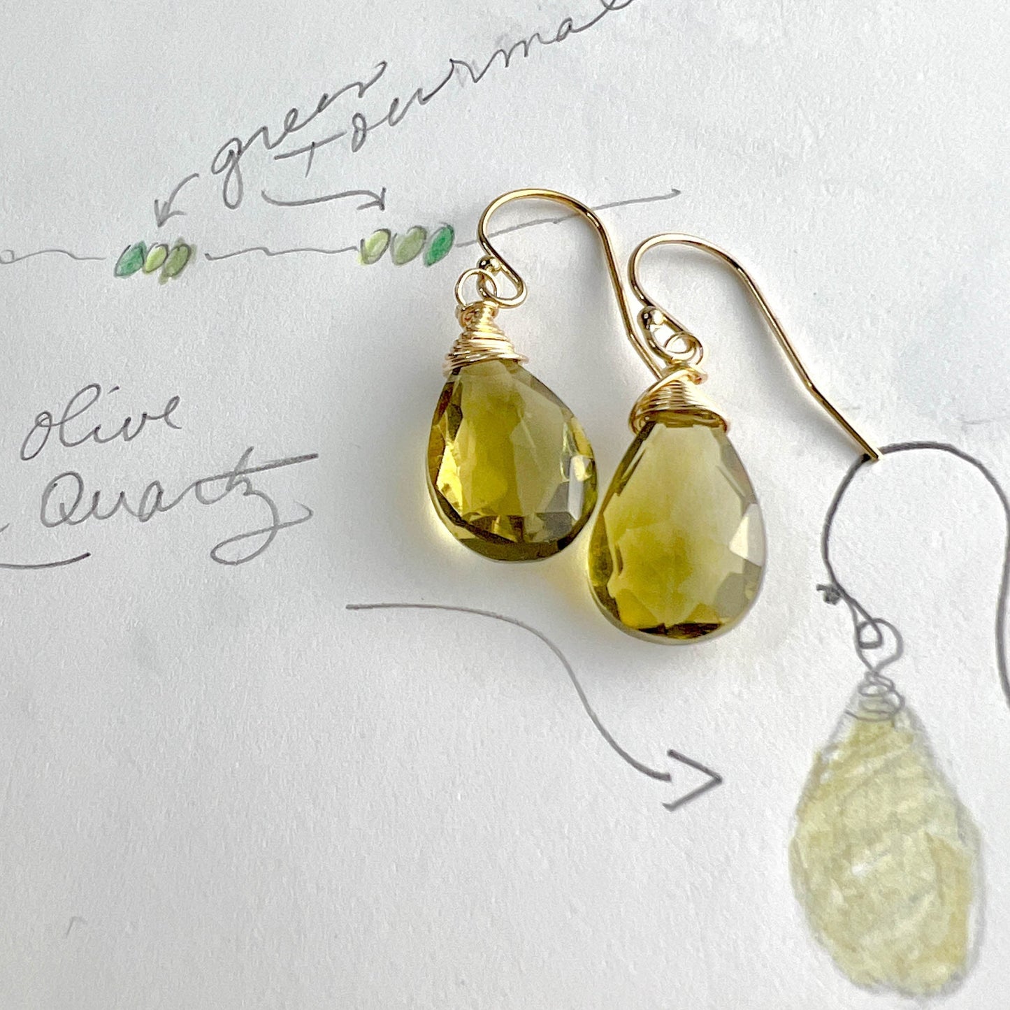 Olive Quartz Drop Earrings