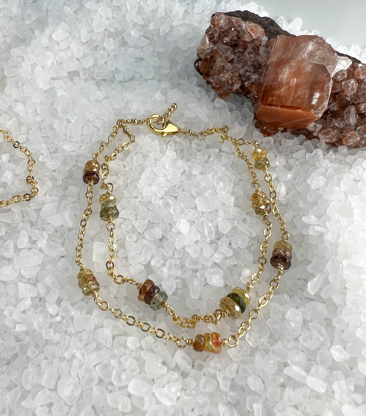 Zircon Faceted Heshi Double Strand Bracelet