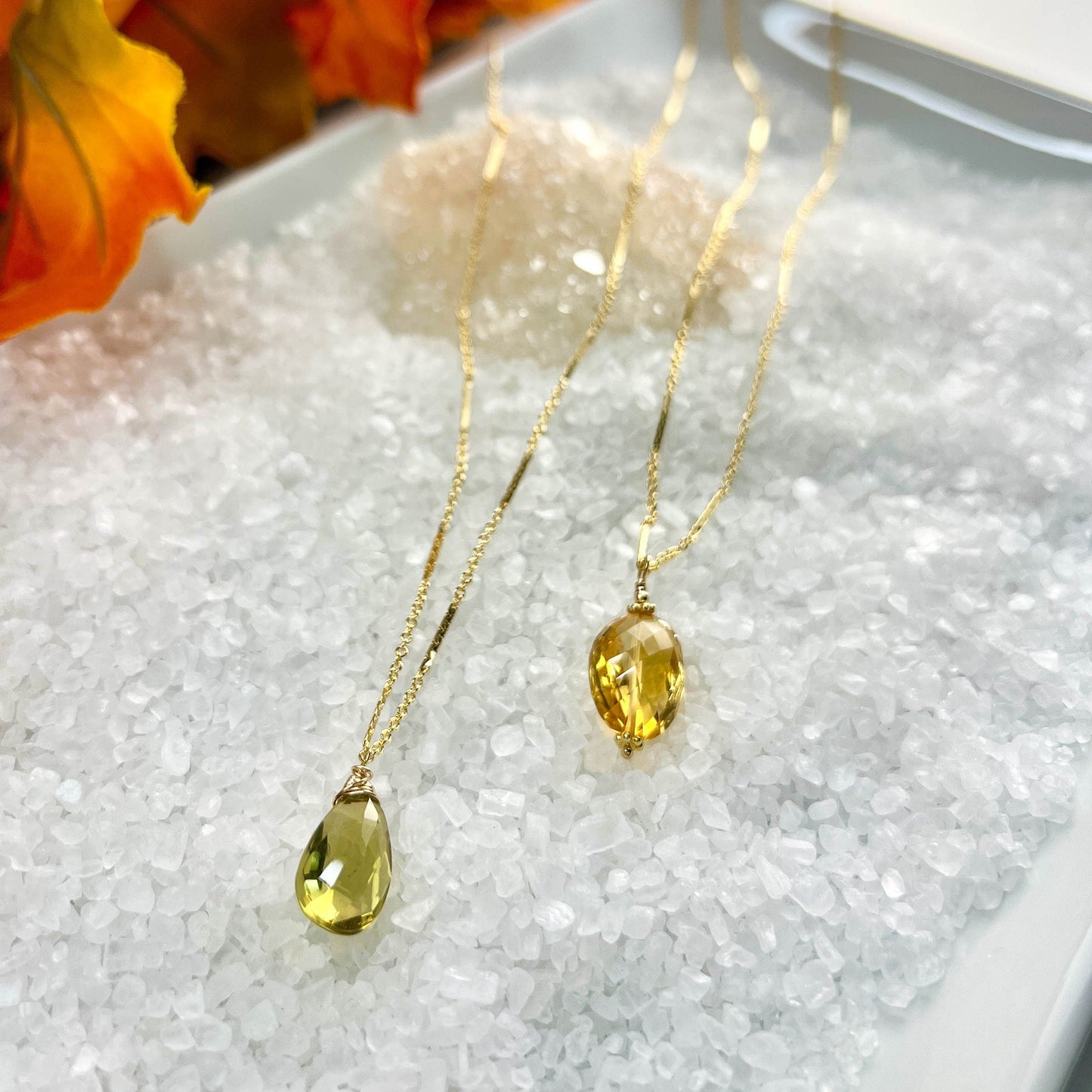 Citrine Long Nugget Necklace