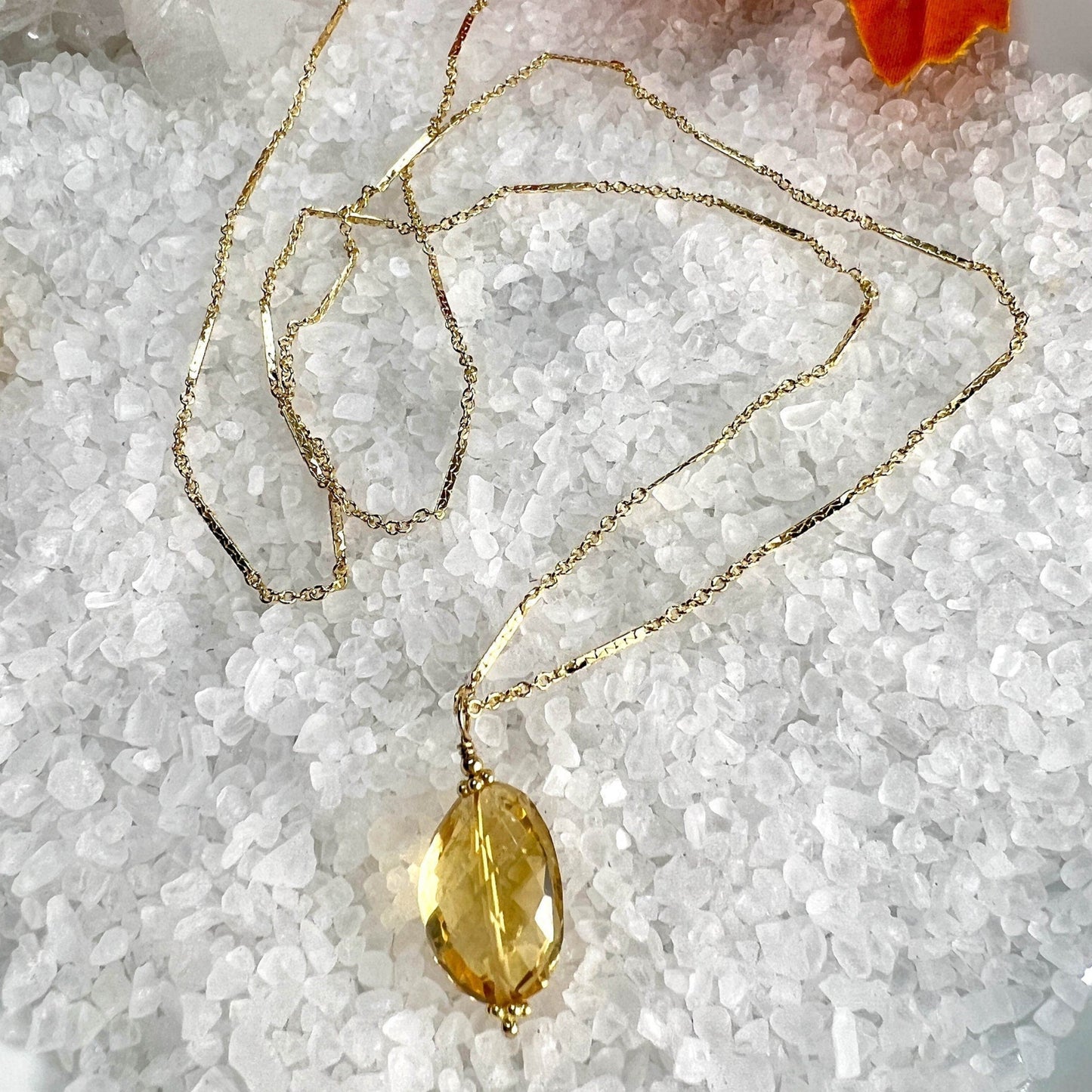 Citrine Long Nugget Necklace