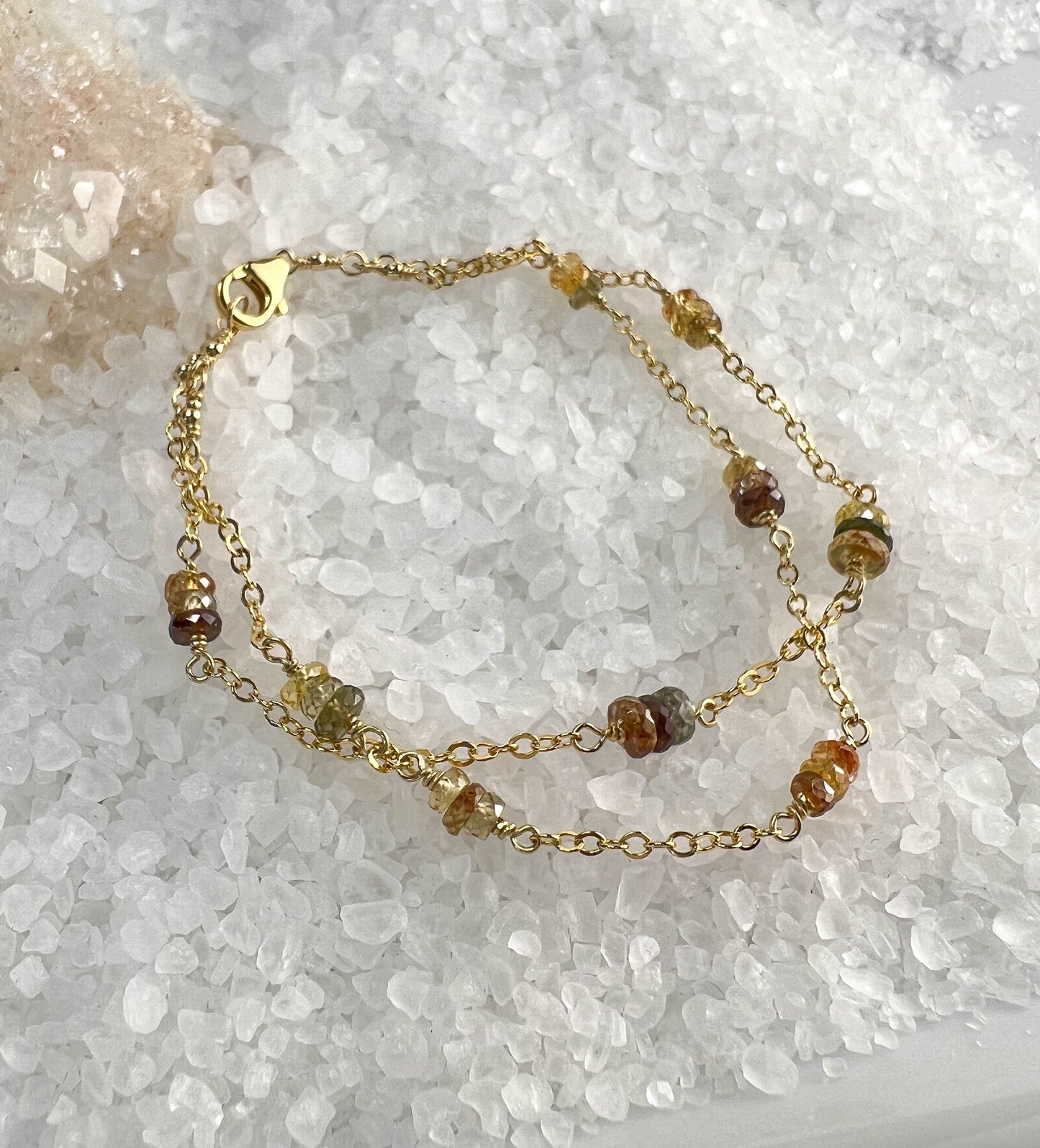 Zircon Faceted Heshi Double Strand Bracelet