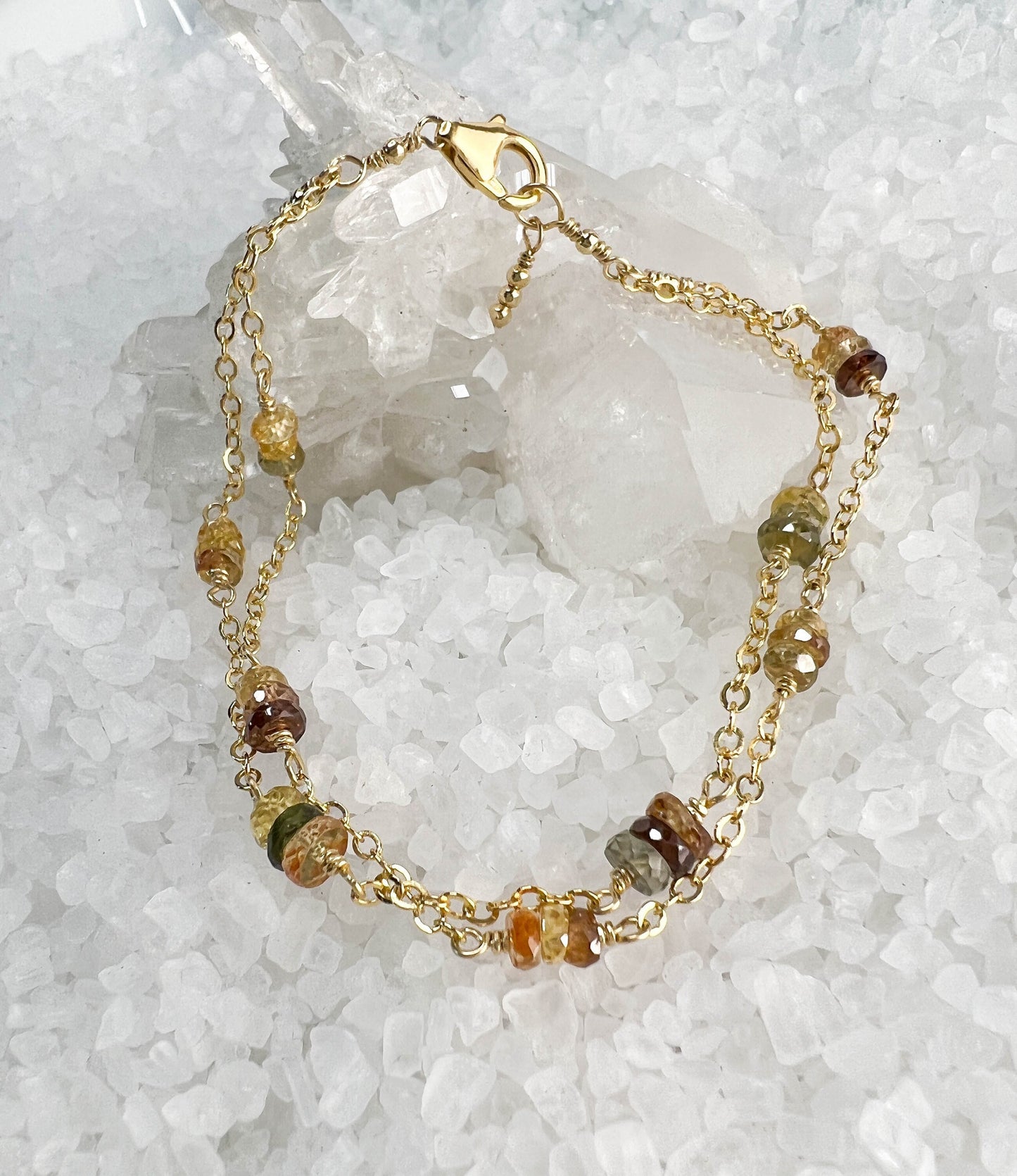 Zircon Faceted Heshi Double Strand Bracelet